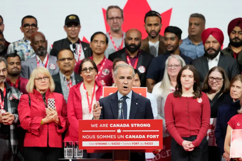 ▲加拿大28日舉行第45屆聯邦眾議院選舉，現任總理卡尼（Mark Carney）率自由黨取得眾議院多數，連任總理，預計將組成少數黨政府。（圖／達志影像／美聯社）