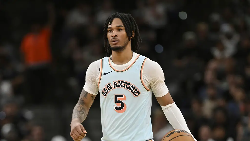 ▲NBA今（30）日公布2024-25賽季年度新人王獎項，最終由聖安東尼奧馬刺Stephon Castle以92張第一名選票，總分482分，力壓亞特蘭大老鷹Zaccharie Risacher以及曼菲斯灰熊Jaylen Wells，拿下年度新人王獎項。（圖／美聯社／達志影像）