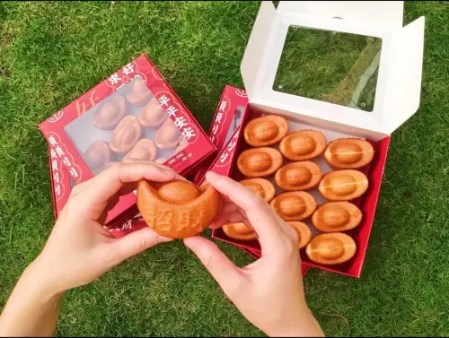 ▲元寶雞蛋糕萬行相當喜氣（圖／取自元寶雞蛋糕通宵白沙屯店臉書）