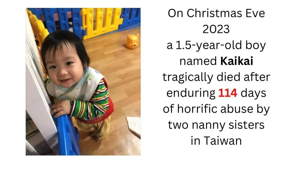 ▲保母劉姓姐妹疑似虐殺1歲多男童剴剴案，剴剴生前疑遭性虐待，甚至可能有憂鬱症、創傷後壓力症候群。（圖／翻攝Justice For Kaikai臉書）