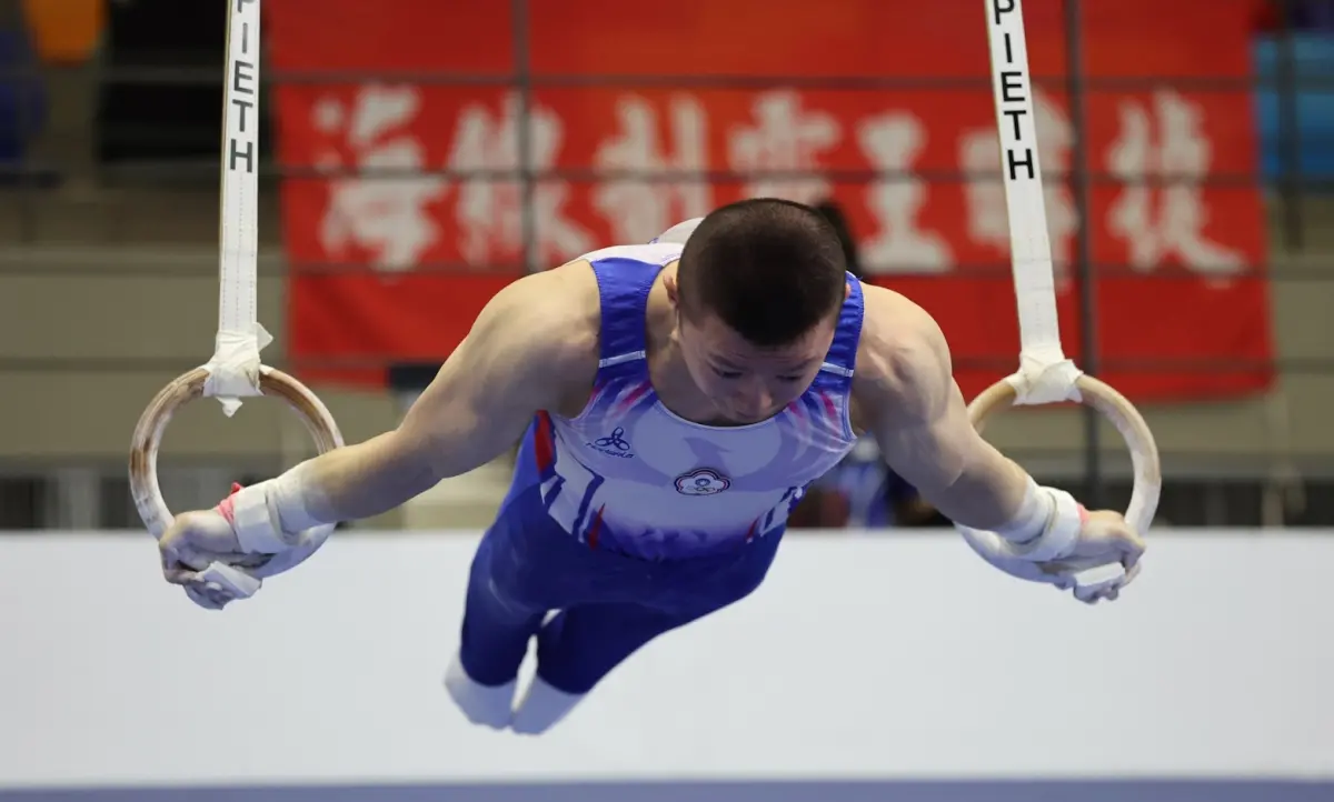 ▲國北教大體操選手林冠儀揮別亞錦賽選拔失利，今年全大運奪得個人全能銀牌，並取得世大運國手資格，他將目標鎖定在世大運吊環金牌。（圖／長榮大學114全大運執辦提供）