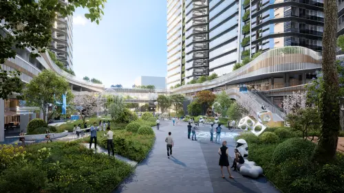 ▲亞灣特貿三北基地_ 60米中軸廣場模擬示意。(圖/高市府都發局提供) ▲亞灣特貿三北基地_ 60米中軸廣場模擬示意。(圖/高市府都發局提供)