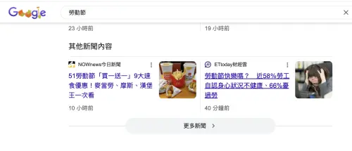 ▲點進去勞動節塗鴉，Google已經整理了今天相關優惠新聞。（圖／翻攝官網）