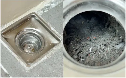 ▲苦主打開排水口，發現裡面都是砂，沒有排水管。（圖／跟著領隊玩提供）