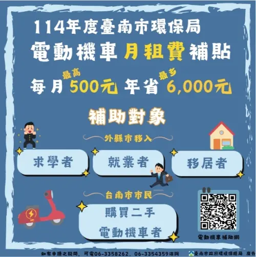 ▲台南電動機車月租費補助資格、金額一覽。(圖/台南環保局提供) ▲台南電動機車月租費補助資格、金額一覽。(圖/台南環保局提供)