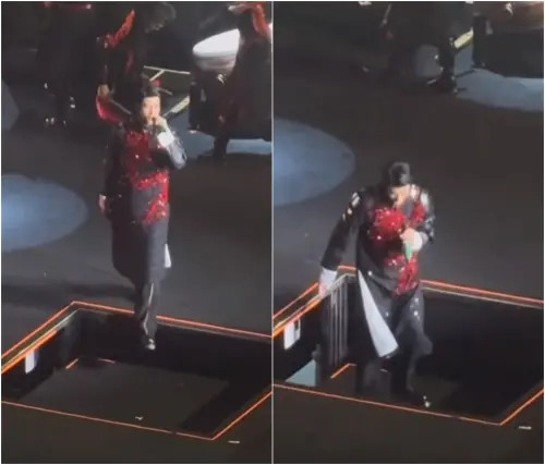 ▲王力宏中國開唱爆意外！踩空升降台險摔（圖／翻攝自微博）