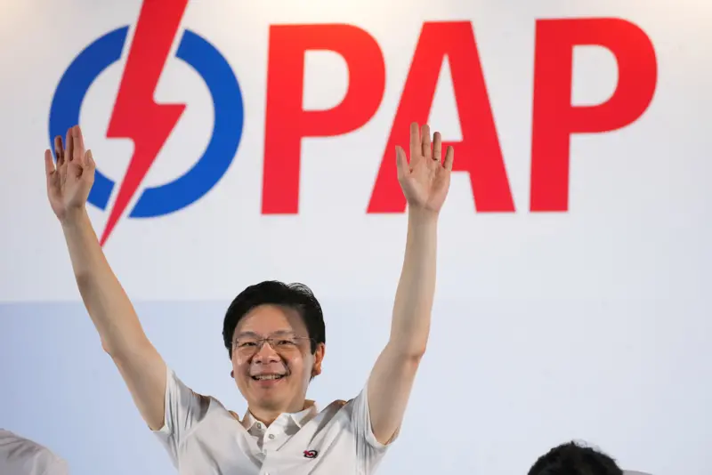 ▲新加坡大選結果出爐，總理黃循財帶領人民行動黨獲壓倒性勝利。（圖／美聯社／達志影像）