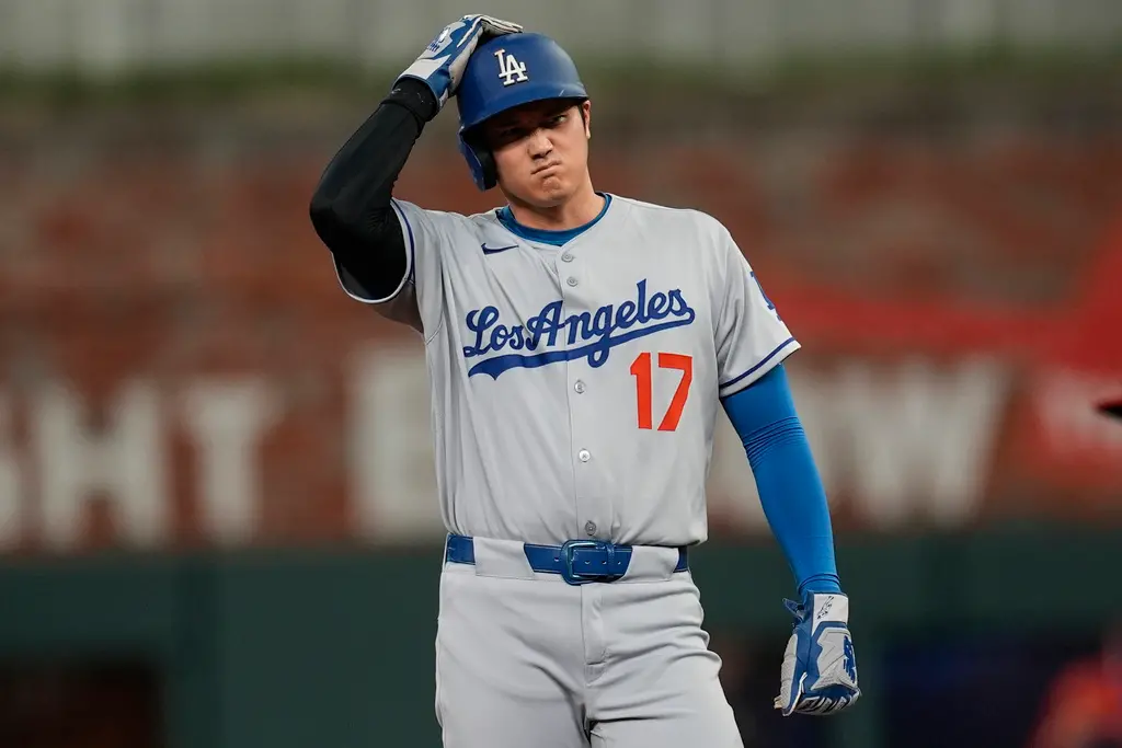 ▲MLB洛杉磯道奇今（5）日對上亞特蘭大勇士，大谷翔平此戰繳出3支1表現，但團隊受勇士投手群封鎖，終場以3：4不敵勇士，結束近期一波7連勝。（圖／美聯社／達志影像）
