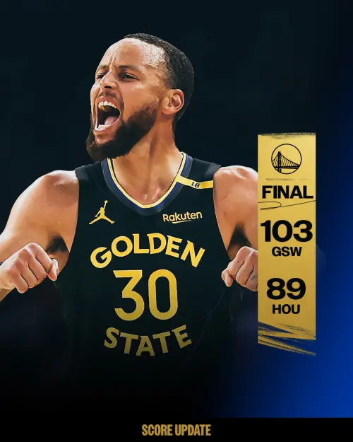 Stephen Curry全場拿到22分10籃板7助攻,在上半場只有3分的情況下,下半場斬獲19分,率領勇士以103:89擊敗火箭,晉級NBA季後賽次輪。 ▲Stephen Curry全場拿到22分10籃板7助攻,在上半場只有3分的情況下,下半場斬獲19分,率領勇士以103:89擊敗火箭,晉級NBA季後賽次輪。(圖/取自金州勇士X)