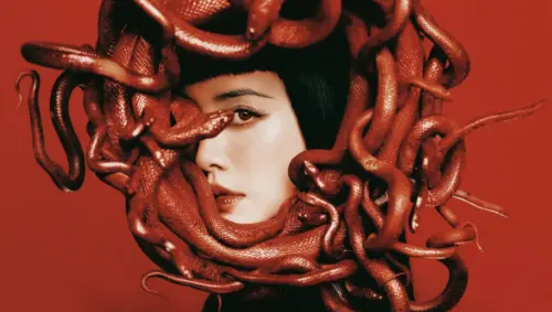 ▲蔡依林新專輯主視覺之一「美杜莎慾望桂冠」，也呈現出震撼的效果。（圖／凌時差音樂提供）