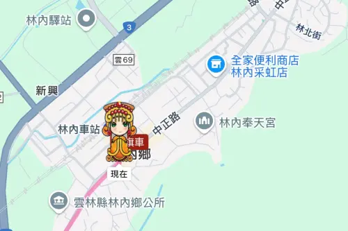 ▲白沙屯媽祖6日上午近8時的位置在林內車站。（圖／翻攝畫面）