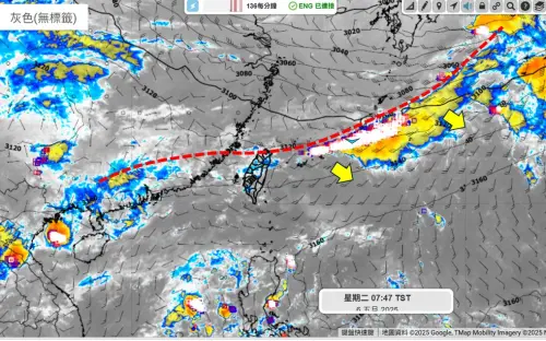 ▲今年首波梅雨鋒面抵達，中北部、東北部、東部會有對流系統發展，注意局部較大雨勢。（圖／天氣職人-吳聖宇臉書）