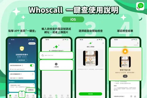 ▲Whoscall 「一鍵查」步驟，可以直接上傳截圖辨識查詢。（圖／官方提供）