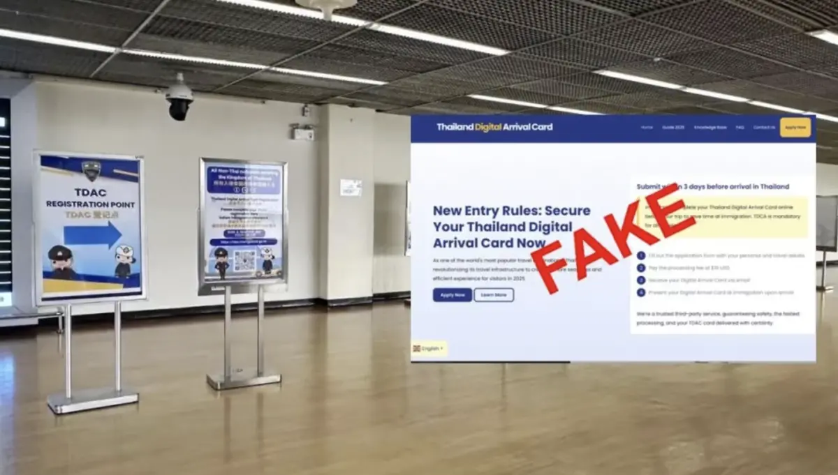 ▲泰國入境網站出現假冒網站，要求收費和騙取個資。（圖／翻攝自《泰國頭條新聞》）
