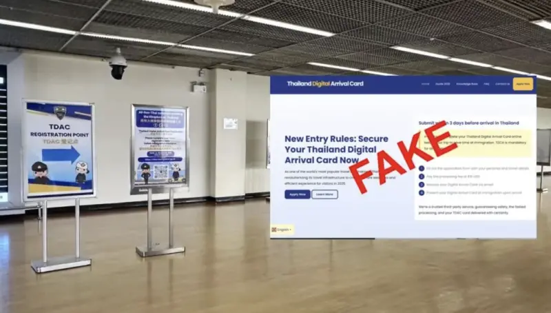 ▲泰國入境網站出現假冒網站，要求收費和騙取個資。（圖／翻攝自《泰國頭條新聞》）