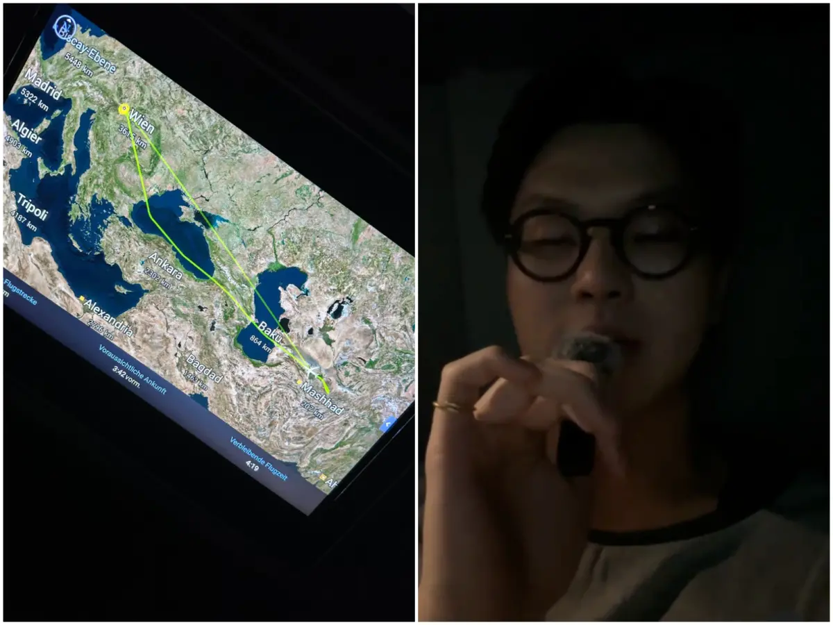 ▲由於巴基斯坦關閉領空，導致全球航班大亂，網紅絲巾先生表示自己所搭乘的航班原先要從維也納前往曼谷，卻因此受到影響，只能先返回維也納。（圖／翻攝自Thread@mx.silk）