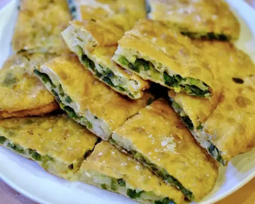 ▲高雄江浙名店「祥鈺樓」最受到歡迎的一道菜，就是蔥油餅。（圖／記者葉盛耀攝）