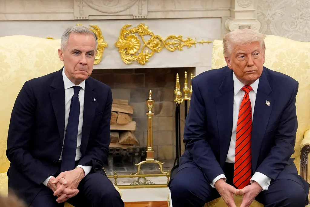 ▲甫贏得勝選的加拿大新任總理卡尼（Mark Carney）首次訪美，美東時間6日於白宮與美國總統川普（Donald Trump）會談。（圖／美聯社／達志影像）