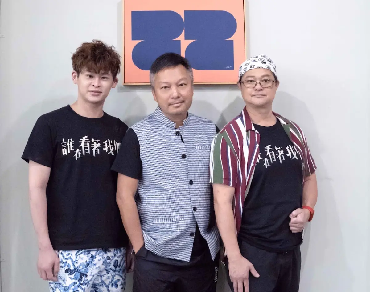 ▲劉宜豪（左起）、雲翔、譚正一宣傳《誰在看著我們》，該片有27位演員在片中全裸露點，包括兩位男星，維持雲翔作品一貫的尺度寬廣風格。（圖／攝露士提供）