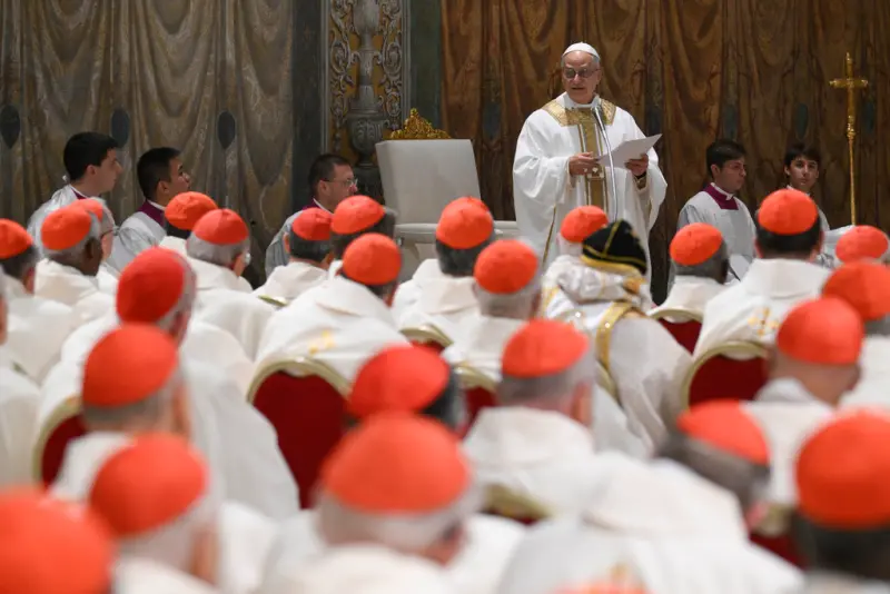 ▲新任天主教教宗「良十四世」（Pope Leo XIV），9日在西斯汀教堂舉行首次彌撒。（圖／美聯社／達志影像）