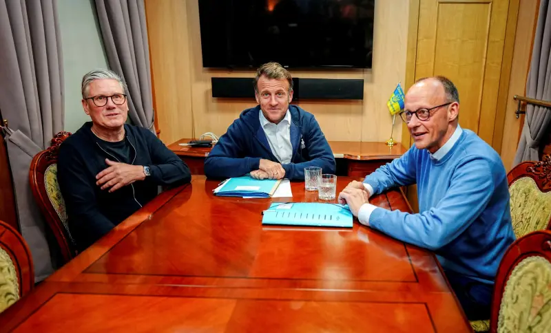 ▲法國、英國、德國和波蘭領袖10日對烏克蘭進行前所未見的聯合訪問。（圖／美聯社／達志影像）