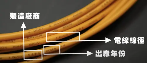 ▲電線上會有出產的年分，民眾可以留意電線是否太舊了。（圖／翻攝自裝修小武郎YouTube）