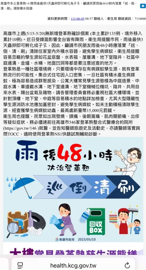 ▲二年前的「高雄邁邁版」防治登革熱宣導圖文，最下方有明確的時間與單位。（圖／台中市議員周永鴻提供，2025.05.12）