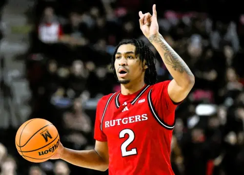 ▲目前就讀羅格斯大學的Dylan Harper，被外界視為今年NBA選秀前段班的熱門人選。（圖／美聯社／達志影像）