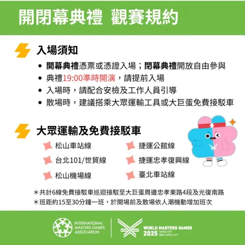 2025雙北世界壯年運動會熱血登場。不論你是選手還是熱情觀眾,參與 #開幕遊行 #開閉幕典禮 或觀賞競賽時,請務必遵守以下規範,讓活動安全又順利手。 ▲2025雙北世界壯年運動會熱血登場。不論你是選手還是熱情觀眾,參與 #開幕遊行 #開閉幕典禮 或觀賞競賽時,請務必遵守以下規範,讓活動安全又順利手。