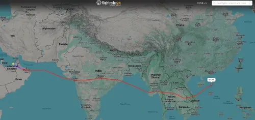▲中午透過「Fiightradar24」查詢，黃仁勳可能達成的專機已經接近東沙群島，持續往台灣方向前進。（圖／翻攝Fiightradar24官網）