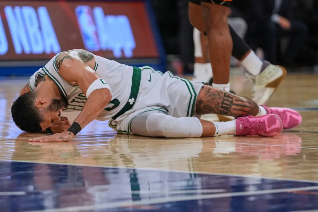 ▲塞爾提克一哥Jayson Tatum因肌腱斷裂報銷，進入漫長的復健期。（圖／美聯社／達志影像）