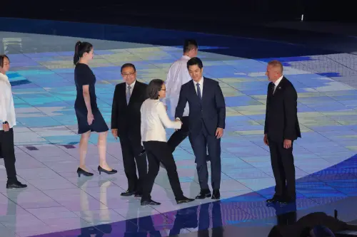 蕭美琴晚間現身世壯運開幕式。(圖/記者李政龍攝,2025.05.17) ▲蕭美琴晚間現身世壯運開幕式。(圖/記者李政龍攝,2025.05.17)