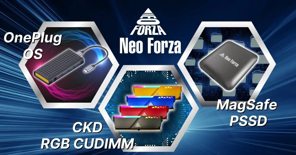 ▲凌航科技於台北國際電腦展發表三大亮點新品：OnePlug OS、CKD RGB CUDIMM、MagSafe PSSD（左至右） （圖／凌航科技提供）　　　　　　　　