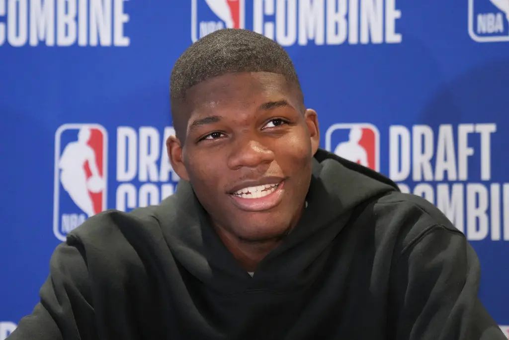 ▲Cedric Coward在2025選秀測試會上靠著出色的靜態天賦，行情直衝樂透末段，他也因姓氏受到關注，被球迷稱作「NBA史上最尷尬的姓氏」。（圖／美聯社／達志影像）