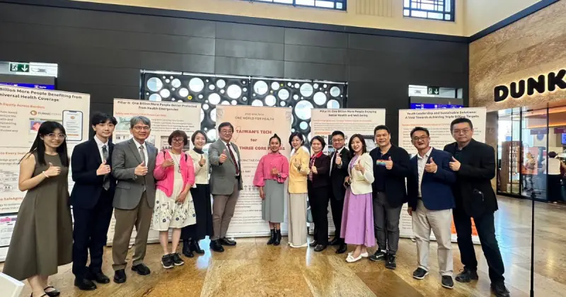 ▲台灣聯合國在瑞士日內瓦車站舉辦台灣健康科技展。（圖／台灣聯合國協進會提供）