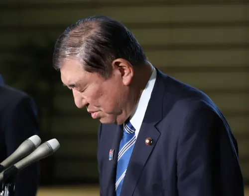 ▲石破茂今日也在總理官邸道歉，直言江藤拓的言論「非常有問題」。（圖／美聯社／達志影像）