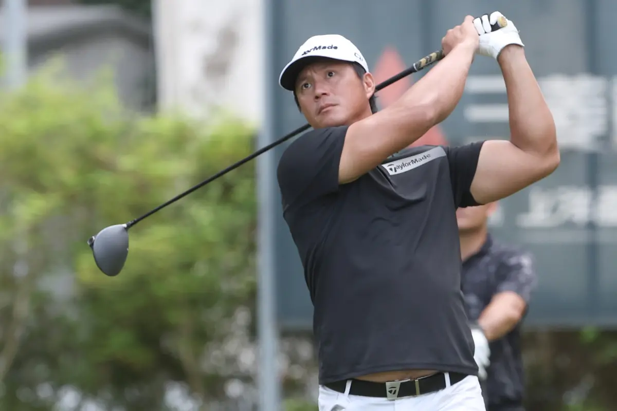 ▲世壯運高爾夫球賽首日，高國輝以總桿109桿完賽，他笑說：「真的很緊張，第1洞開球就直接打到隔壁球道！」（圖／世壯運執委會提供）	