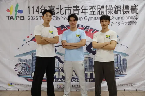 ▲潘胤傑（左起）、古程丰、唐綸共同經營體操館，3人也是場館教練。（圖／小超人綜合體能俱樂部提供）
