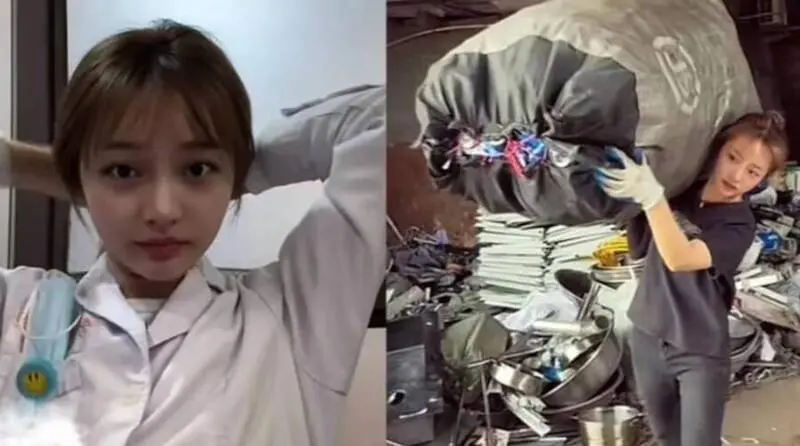 ▲中國一名26歲女醫師日前拍片透露，自己下班後把「撿回收」當副業，更自豪這項生存技能「賺得比醫院多」。（圖／翻攝自微博）