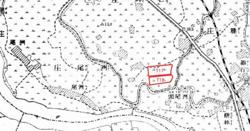 1904年台灣堡圖 北士科 T17 T18(圖/翻攝自中央研究院人社中心地理資訊科學研究專題中心臉書) ▲北士科T17、T18以前位於磺溪(北投與士林的界河)與外雙溪匯流口。圖為1904年台灣堡圖。(圖/翻攝自中央研究院人社中心地理資訊科學研究專題中心臉書)
