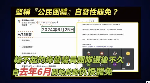 ▲凌濤驚爆,早在去年6月25日,綠營議員團隊就召開會議,尋找罷免案的領銜人。(圖/國民黨提供) ▲凌濤驚爆,早在去年6月25日,綠營議員團隊就召開會議,尋找罷免案的領銜人。(圖/國民黨提供)