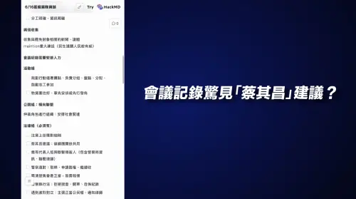 ▲凌濤踢爆,相關會議記錄中還驚見「蔡其昌建議律師團開放共用」等文字。(圖/國民黨提供) ▲凌濤踢爆,相關會議記錄中還驚見「蔡其昌建議律師團開放共用」等文字。(圖/國民黨提供)