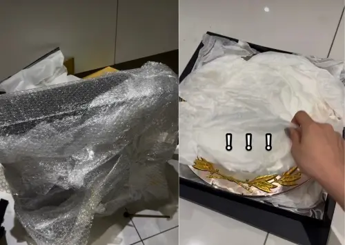 ▲綺綺開箱看起來是垃圾的禮物，才發現竟是遲來的獎牌。（圖／綺綺IG）