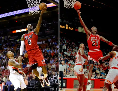 ▲前NBA球員Kenny Smith在一段訪談中坦言，LeBron James（圖左）雖偉大，卻仍難以觸及喬丹（圖右）的影響力。（圖／美聯社／達志影像）