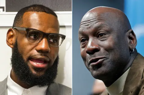 ▲「詹皇」LeBron James（圖左）以40歲高齡成為NBA史上最年長獲得MVP選票的球員，打破了過去由喬丹（Michael Jordan，圖右）所保持的紀錄。（圖／美聯社／達志影像）