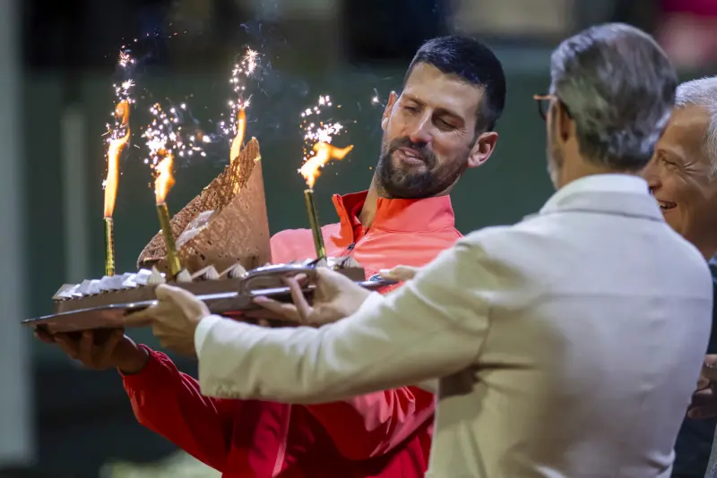▲現任世界排名第一的塞爾維亞球星Novak Djokovic，在38歲生日這天於日內瓦公開賽成功晉級四強，並完成對上月馬德里大師賽淘汰自己的對手Matteo Arnaldi的復仇。Djokovic在這場八強戰中以6：4、6：4直落兩盤取勝。（圖／美聯社／達志影像）