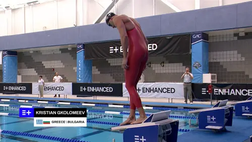 ▲希臘31歲自由式游泳選手克里斯蒂安，在科技泳衣以及增強藥物等等的條件協助之下，輕鬆打破男子50公尺自由式世界紀錄。（圖／YT@Enhanced Games）
