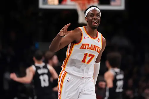 ▲Onyeka Okongwu曾是備受期待的第6順位樂透新秀，本季站穩老鷹先發中鋒，打出生涯年表現。（圖／美聯社／達志影像）