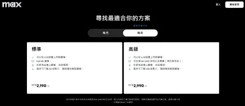 Max目前有推出標準與高級方案可選擇。(圖/Max官網) ▲Max目前有推出標準與高級方案可選擇。(圖/Max官網)