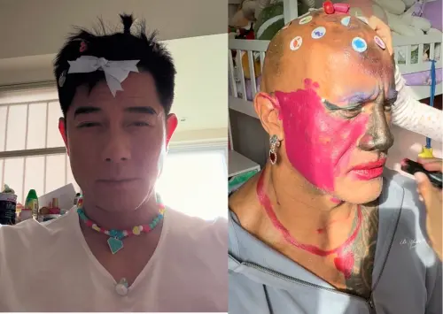 粉絲翻出巨石強森(右)曾經被女兒「彩繪臉龐」的照片,整張臉被畫成彩色畫布,對比郭富城(左)現今模樣,笑翻一票網友。(圖/郭富城IG) ▲粉絲翻出巨石強森(右)曾經被女兒「彩繪臉龐」的照片,整張臉被畫成彩色畫布,對比郭富城(左)現今模樣,笑翻一票網友。(圖/郭富城IG)